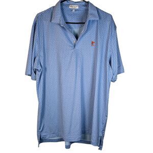 PETER MILLAR Golf Polo Large Bike Cycling Bicycle Print Summer Comfort Red Fox